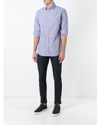 Мужская голубая рубашка с длинным рукавом в клетку от DSQUARED2