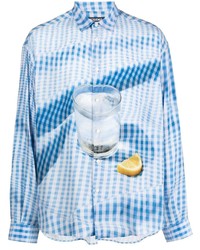 Мужская голубая рубашка с длинным рукавом в мелкую клетку от Jacquemus