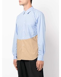 Мужская голубая рубашка с длинным рукавом в стиле пэчворк от Comme des Garcons Homme Deux
