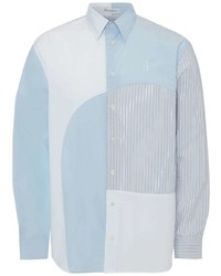 Мужская голубая рубашка с длинным рукавом в стиле пэчворк от JW Anderson