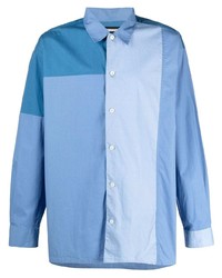 Мужская голубая рубашка с длинным рукавом в стиле пэчворк от Neighborhood
