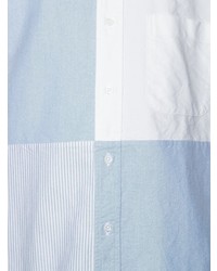 Мужская голубая рубашка с длинным рукавом в стиле пэчворк от Thom Browne