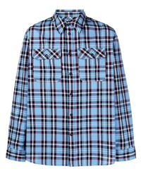 Мужская голубая рубашка с длинным рукавом в шотландскую клетку от A.P.C.