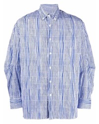 Мужская голубая рубашка с длинным рукавом в шотландскую клетку от Ader Error