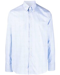 Мужская голубая рубашка с длинным рукавом в шотландскую клетку от Canali