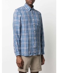 Мужская голубая рубашка с длинным рукавом в шотландскую клетку от Polo Ralph Lauren