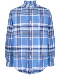 Мужская голубая рубашка с длинным рукавом в шотландскую клетку от Polo Ralph Lauren