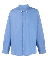 Мужская голубая рубашка с длинным рукавом из жатого хлопка от Dunst