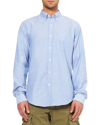 Мужская голубая рубашка с длинным рукавом из шамбре от J.Crew