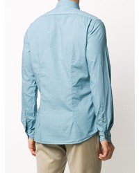 Мужская голубая рубашка с длинным рукавом из шамбре от Xacus