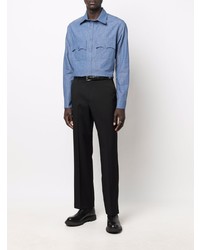 Мужская голубая рубашка с длинным рукавом из шамбре от Thebe Magugu