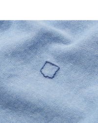 Мужская голубая рубашка с длинным рукавом из шамбре от Massimo Alba