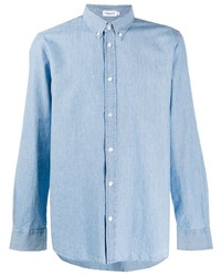 Мужская голубая рубашка с длинным рукавом из шамбре от Filippa K