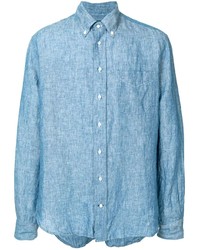 Мужская голубая рубашка с длинным рукавом из шамбре от Gitman Vintage