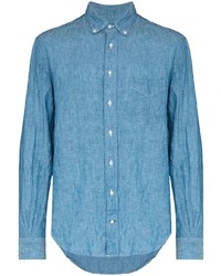 Мужская голубая рубашка с длинным рукавом из шамбре от Gitman Vintage