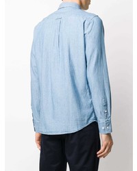 Мужская голубая рубашка с длинным рукавом из шамбре от Filippa K
