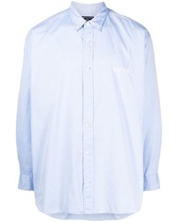 Мужская голубая рубашка с длинным рукавом с вышивкой от Comme des Garcons Homme