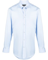 Мужская голубая рубашка с длинным рукавом с вышивкой от DSQUARED2