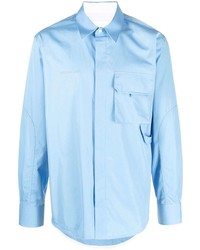 Мужская голубая рубашка с длинным рукавом с вышивкой от Helmut Lang