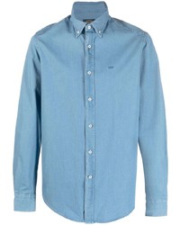 Мужская голубая рубашка с длинным рукавом с вышивкой от Paul & Shark