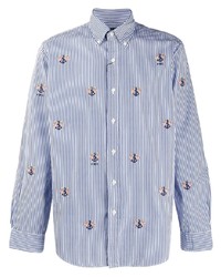 Мужская голубая рубашка с длинным рукавом с вышивкой от Polo Ralph Lauren