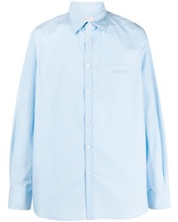 Мужская голубая рубашка с длинным рукавом с вышивкой от Valentino Garavani