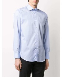 Мужская голубая рубашка с длинным рукавом с геометрическим рисунком от Canali