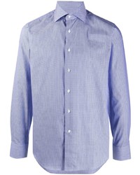 Мужская голубая рубашка с длинным рукавом с геометрическим рисунком от Canali