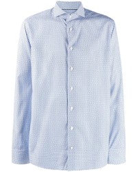 Мужская голубая рубашка с длинным рукавом с геометрическим рисунком от Eton