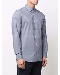 Мужская голубая рубашка с длинным рукавом с геометрическим рисунком от Z Zegna