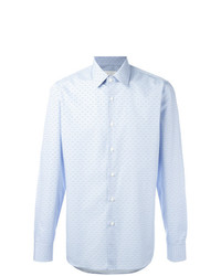 Мужская голубая рубашка с длинным рукавом с геометрическим рисунком от Prada