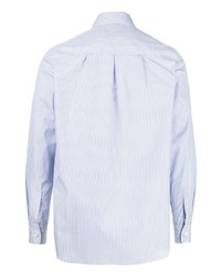 Мужская голубая рубашка с длинным рукавом с камуфляжным принтом от Fumito Ganryu