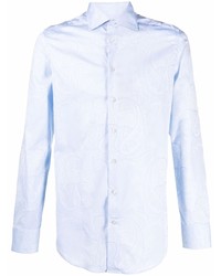Мужская голубая рубашка с длинным рукавом с "огурцами" от Etro