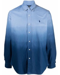 Мужская голубая рубашка с длинным рукавом с принтом тай-дай от Polo Ralph Lauren