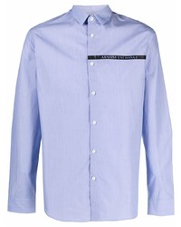 Мужская голубая рубашка с длинным рукавом с принтом от Armani Exchange