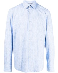 Мужская голубая рубашка с длинным рукавом с принтом от BOSS