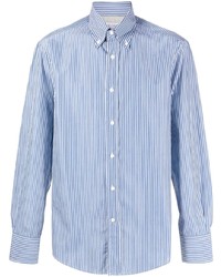 Мужская голубая рубашка с длинным рукавом с принтом от Brunello Cucinelli