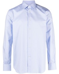 Мужская голубая рубашка с длинным рукавом с принтом от Corneliani