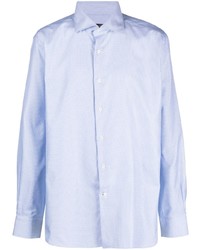 Мужская голубая рубашка с длинным рукавом с принтом от Corneliani
