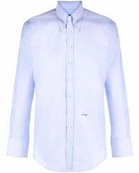 Мужская голубая рубашка с длинным рукавом с принтом от DSQUARED2