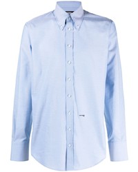 Мужская голубая рубашка с длинным рукавом с принтом от DSQUARED2