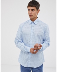 Мужская голубая рубашка с длинным рукавом с принтом от Esprit