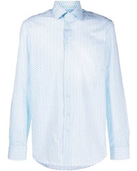 Мужская голубая рубашка с длинным рукавом с принтом от Etro