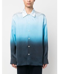 Мужская голубая рубашка с длинным рукавом с принтом от Jil Sander