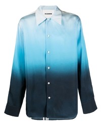 Мужская голубая рубашка с длинным рукавом с принтом от Jil Sander