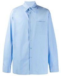 Мужская голубая рубашка с длинным рукавом с принтом от Marni