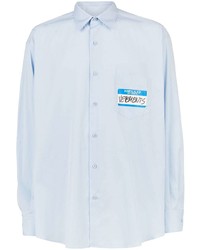 Мужская голубая рубашка с длинным рукавом с принтом от Vetements
