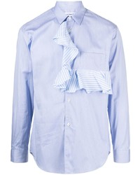 Мужская голубая рубашка с длинным рукавом с рюшами от Comme Des Garcons SHIRT