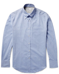 Голубая рубашка с длинным рукавом с узором "в ёлочку"