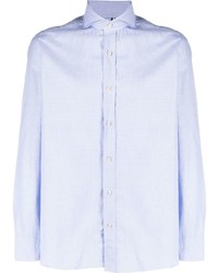 Мужская голубая рубашка с длинным рукавом с узором "гусиные лапки" от Borrelli